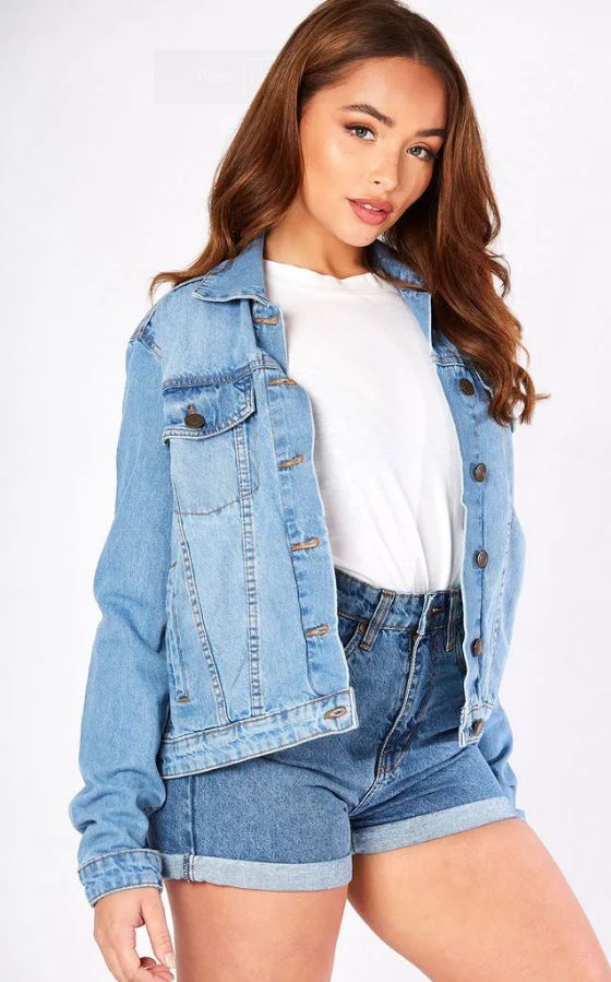 Harchiz Women Light Blue Solid Casual Jacket