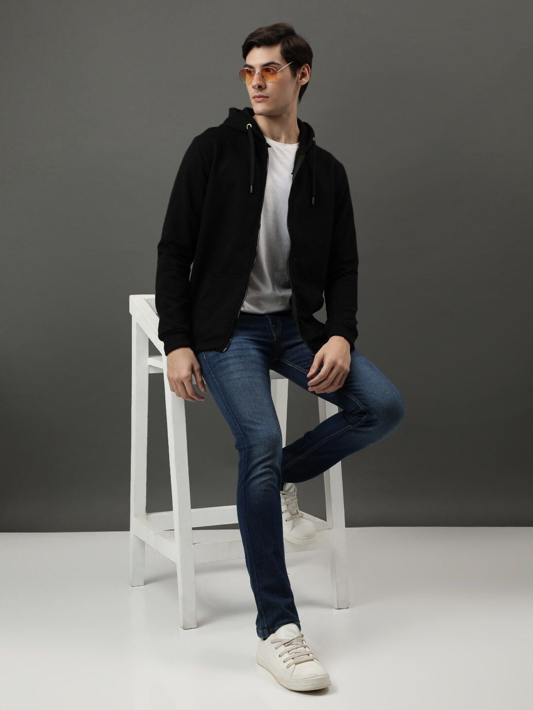 Men Long Sleeves Cotton Hood Front-Open Sweatshirt – Casual Zipper Hoodie for Pakistan | HARCHIZ