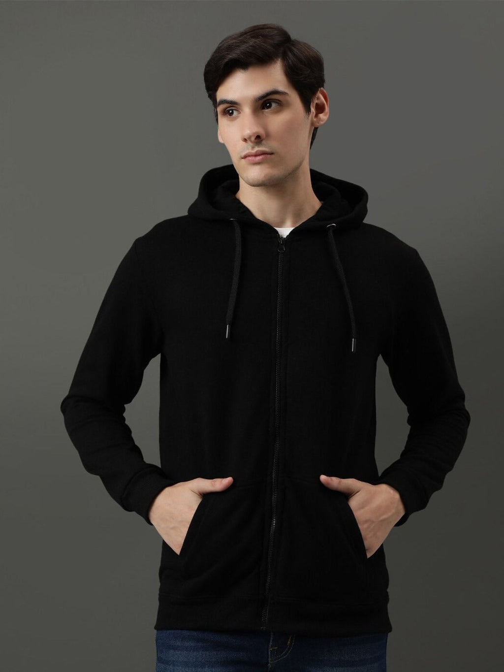 Men Long Sleeves Cotton Hood Front-Open Sweatshirt – Casual Zipper Hoodie for Pakistan | HARCHIZ