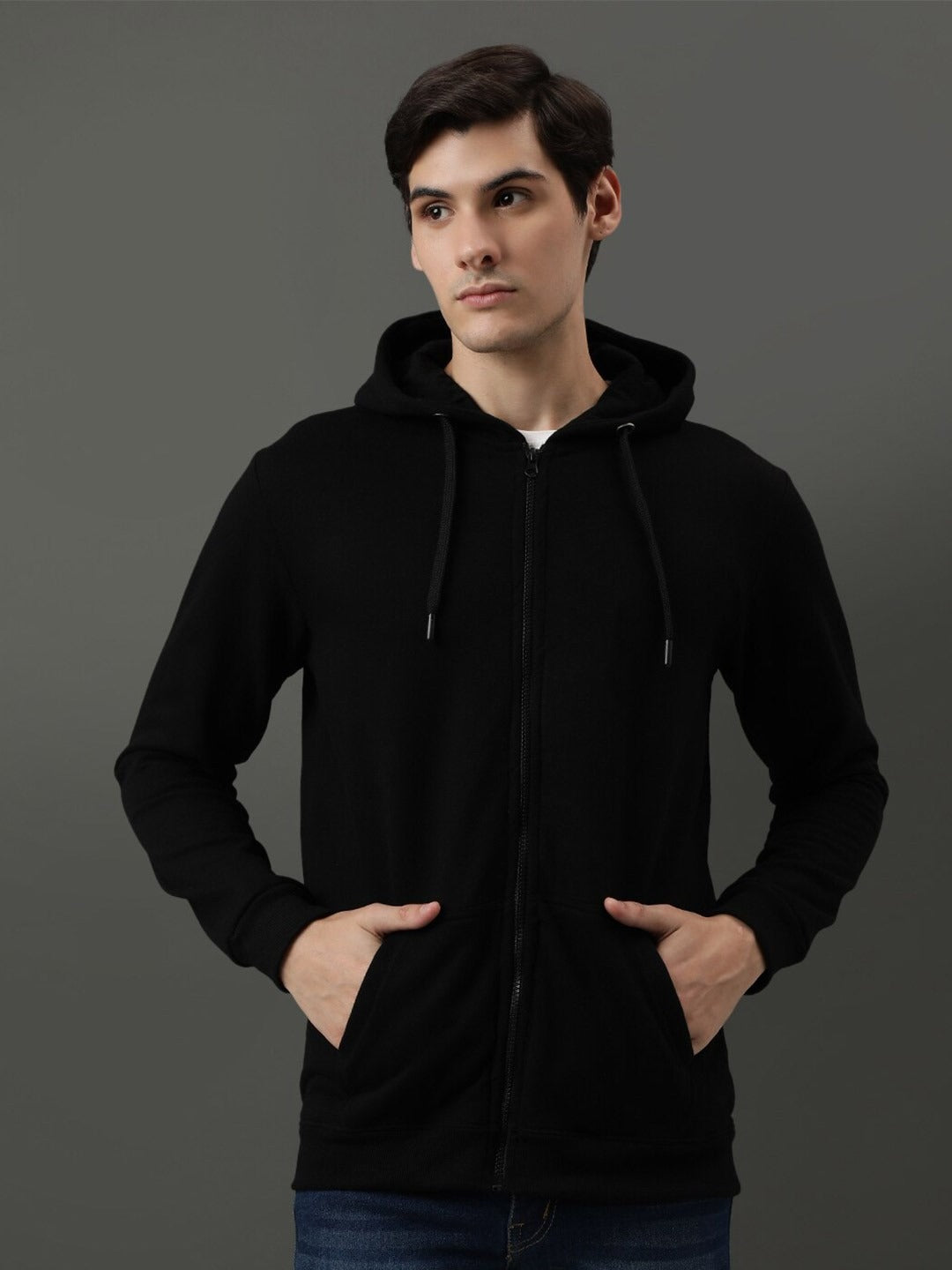 Men Long Sleeves Cotton Hood Front-Open Sweatshirt – Casual Zipper Hoodie for Pakistan | HARCHIZ