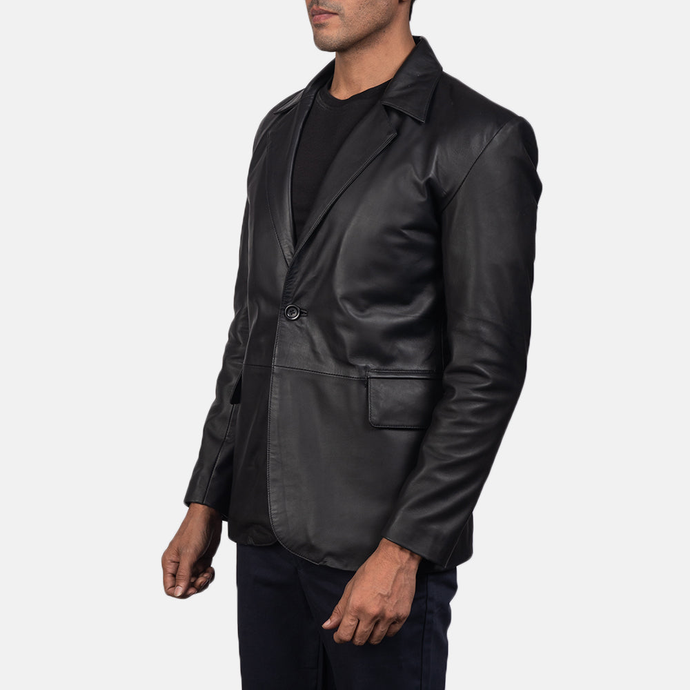 Ace Black Leather Blazer