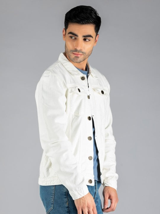 Men White Washed Lightweight Outdoor Denim Jacket by HARCHIZ – Summer-Ready Cotton Style for Pakistani Weather