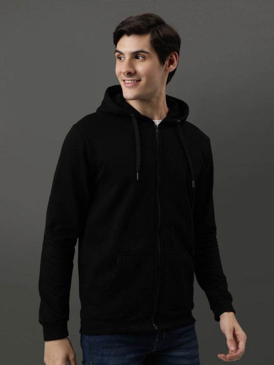 Men Long Sleeves Cotton Hood Front-Open Sweatshirt – Casual Zipper Hoodie for Pakistan | HARCHIZ