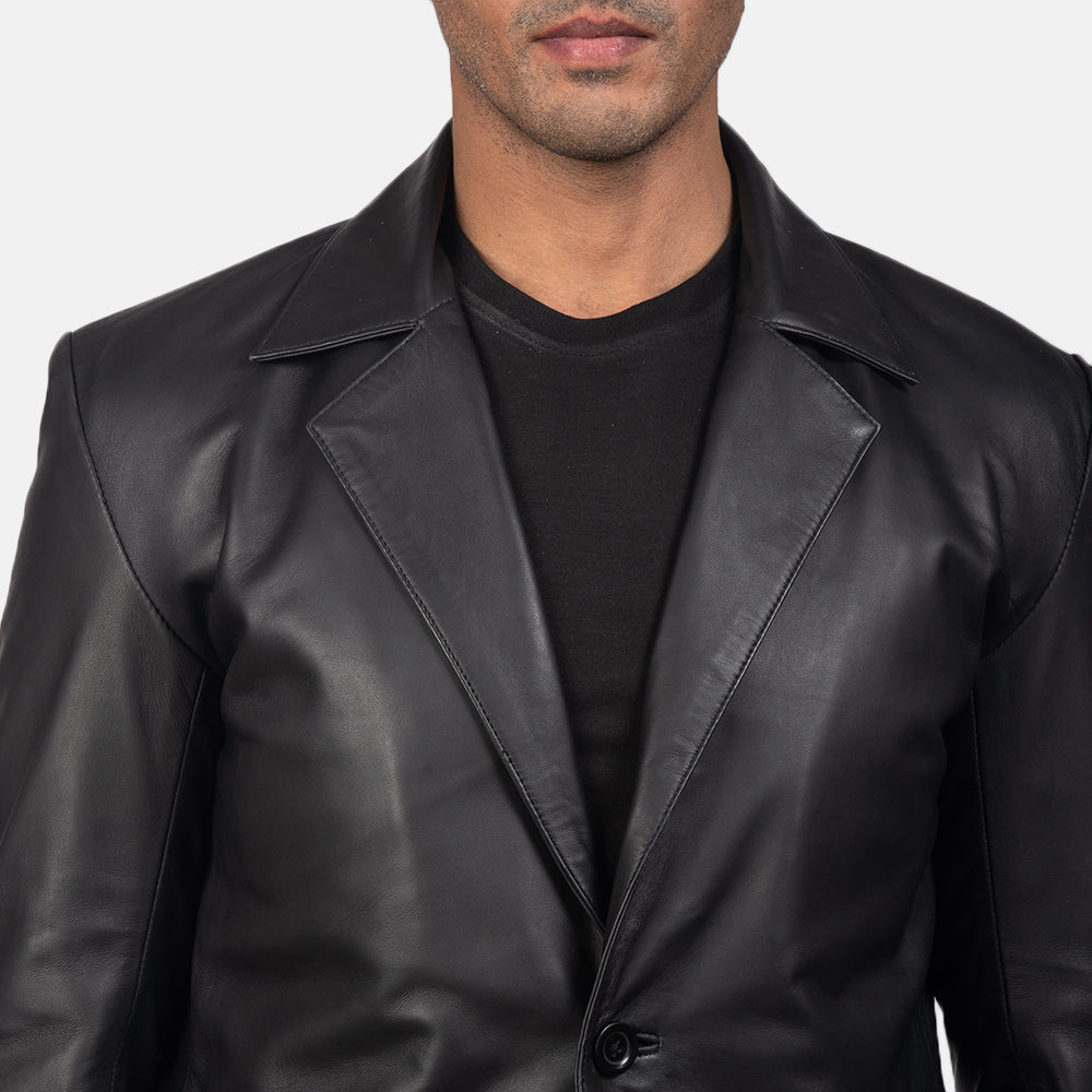 Ace Black Leather Blazer