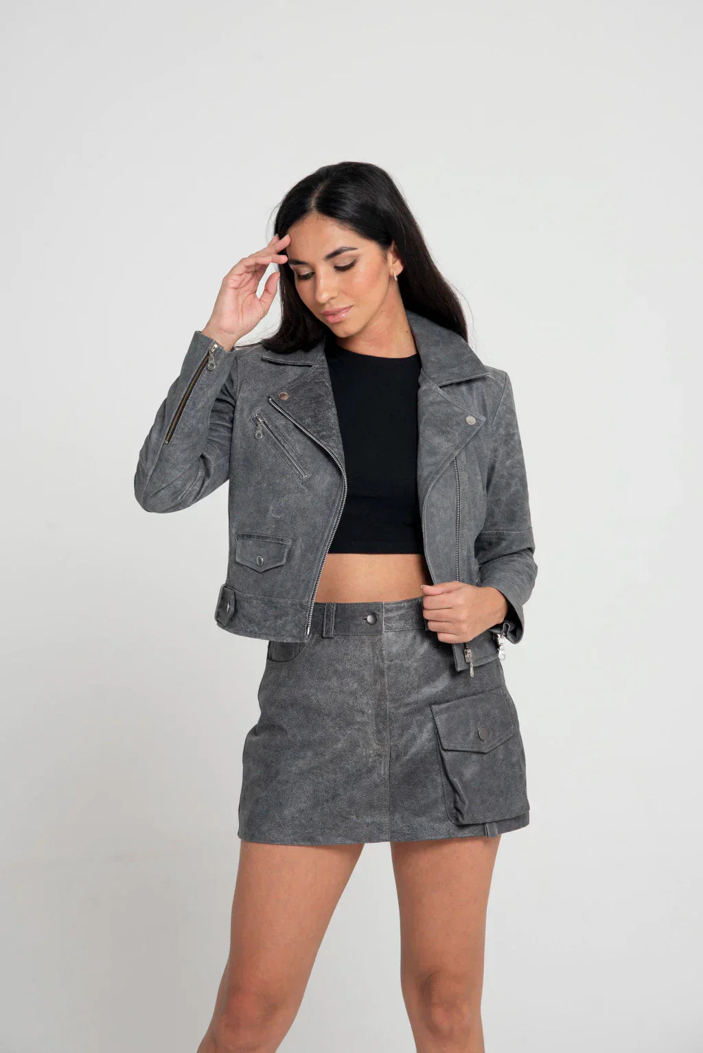 Ace Midnight Gray Rider Biker Jacket