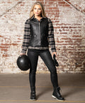 HARCHIZ Haughty Black Leather Motorcycle Vest for Women