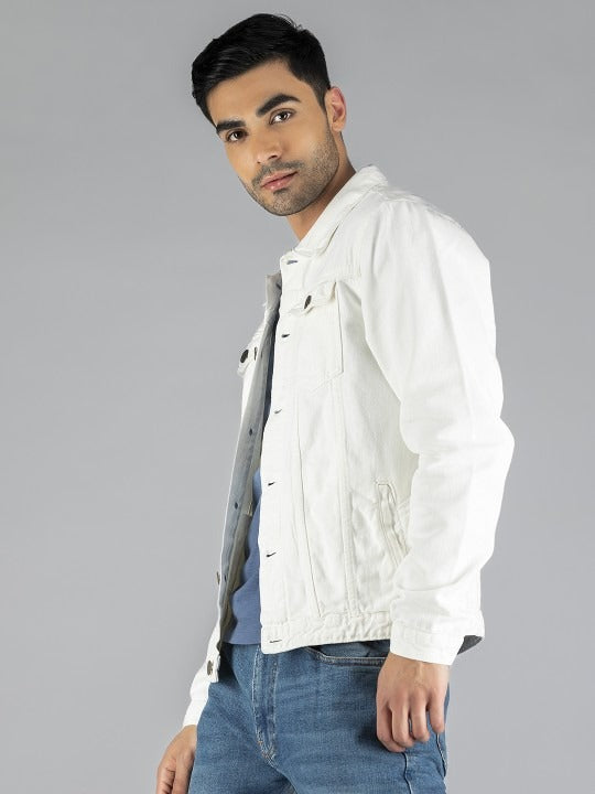 Men White Washed Lightweight Outdoor Denim Jacket by HARCHIZ – Summer-Ready Cotton Style for Pakistani Weather