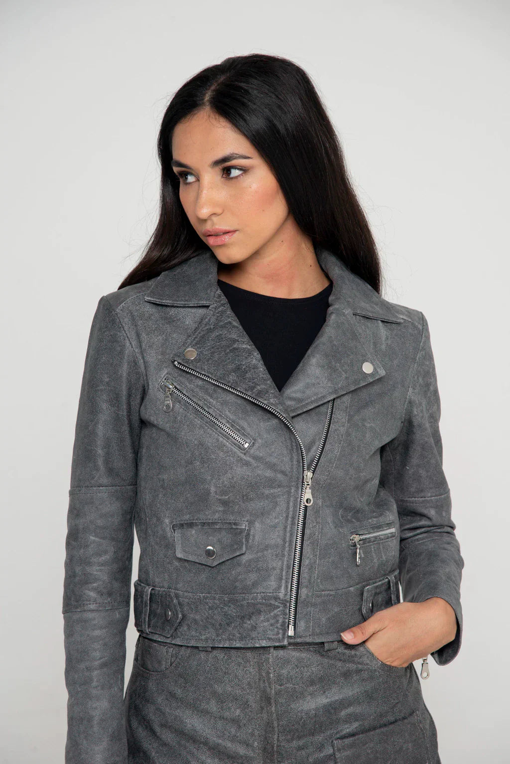 Ace Midnight Gray Rider Biker Jacket