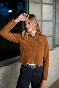 HARCHIZ Brown Women's Suede Leather Jacket