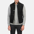 Black Premium Suede Leather Vest