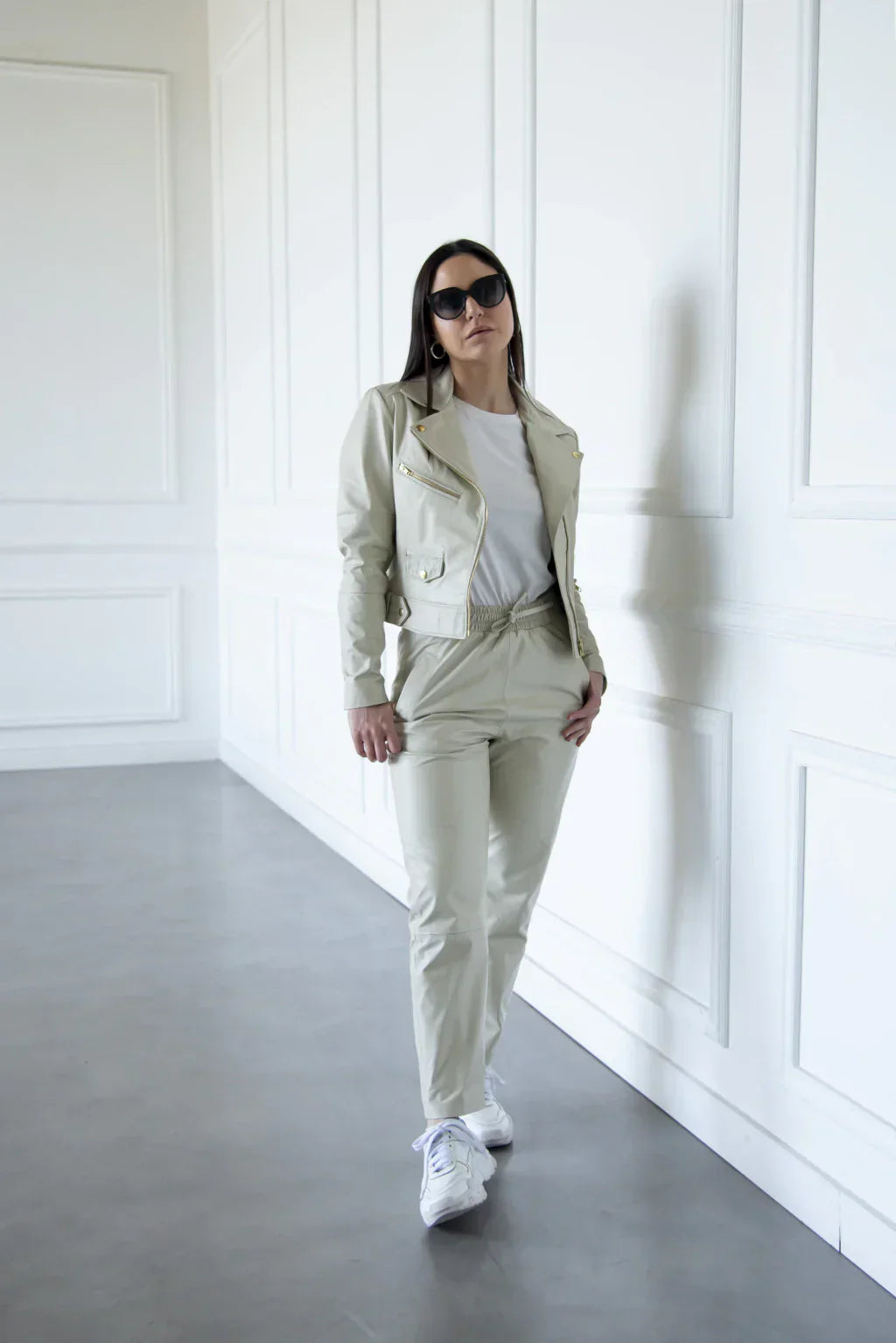 Ace Raven Off White Biker Leather Jacket