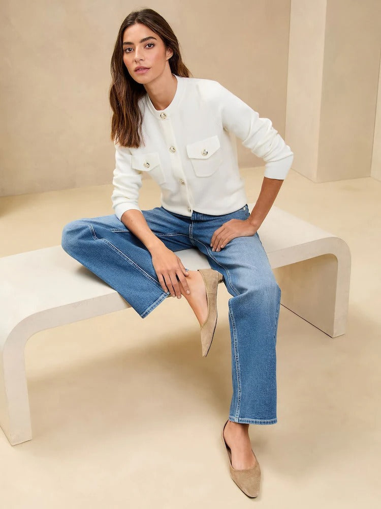 Women Lipsy Mid Wash Blue Mid Rise Wide Leg Jeans – Trendy Hourglass Fit Denim for Pakistan | HARCHIZ