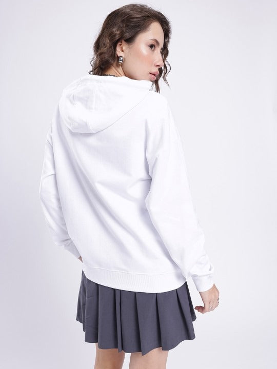 Printed Cotton Terry Hooded White Zipper – Boxy Fit Hoodie for Men & Women in Pakistan | HARCHIZ