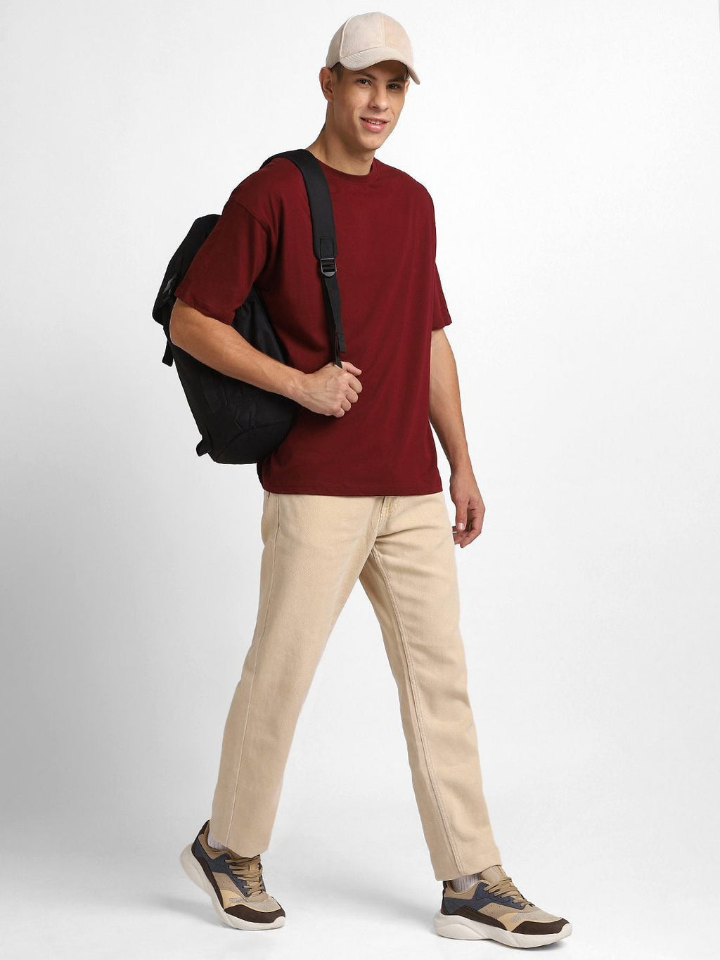 Round Neck Drop-Shoulder Oversized Cotton T-Shirt for Men in Pakistan | HARCHIZ