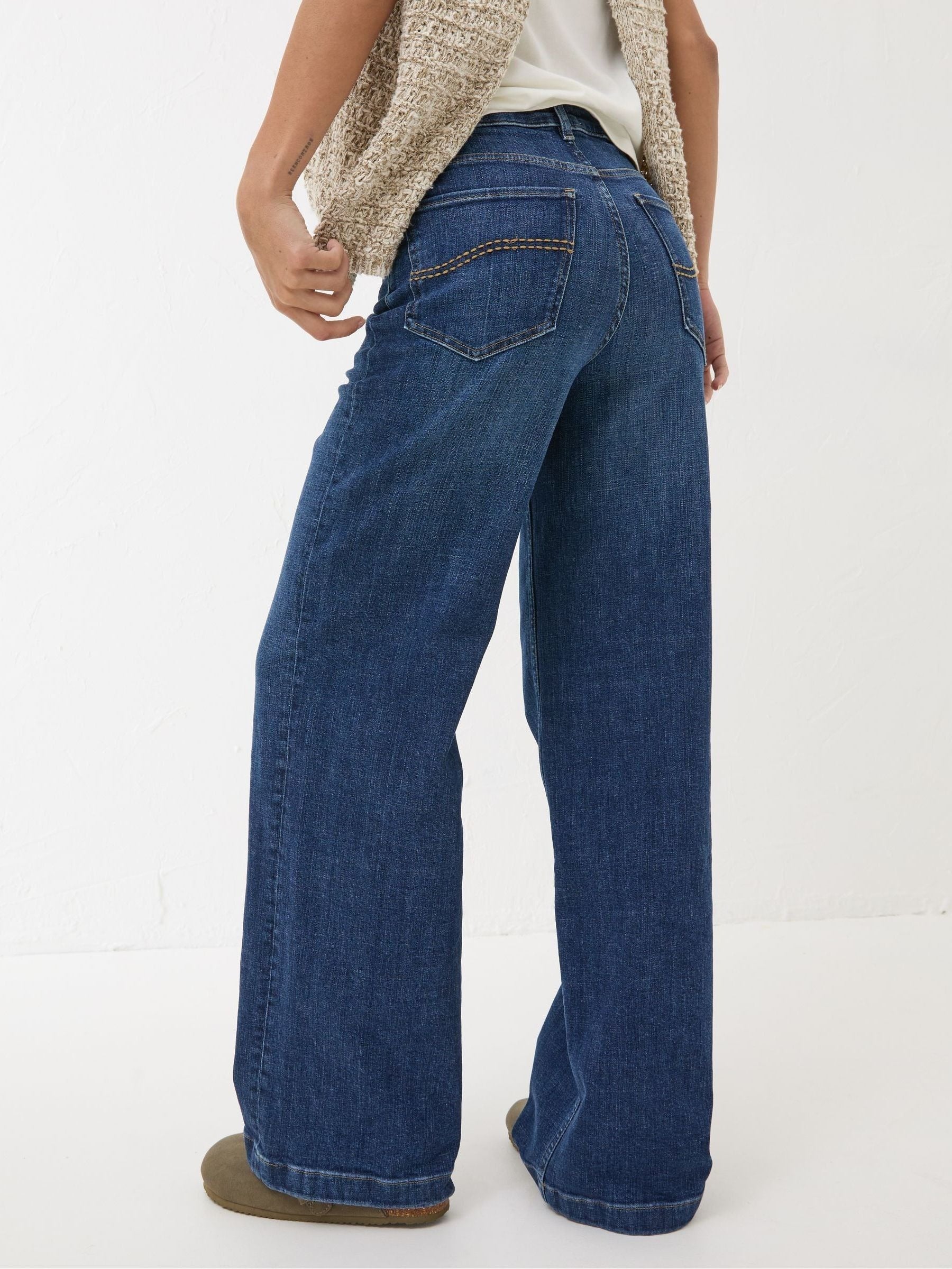 Women Fat Face Welling Blue Wide Leg Jeans – Trendy High Waist Denim for Pakistan | HARCHIZ