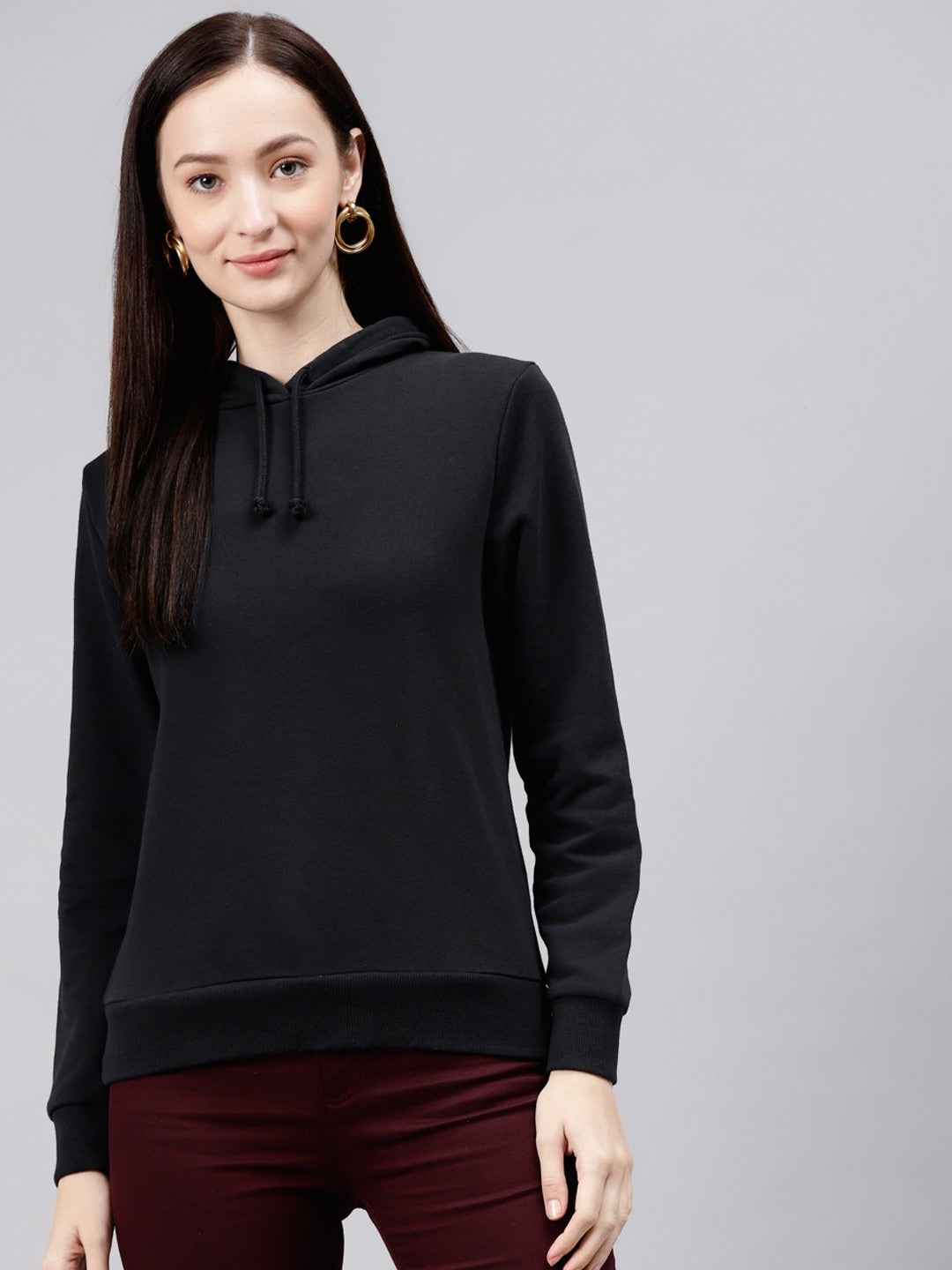 Women Black Hooded Sweatshirt — Classic Black Hoodie for Women | HARCHIZ Pakistan