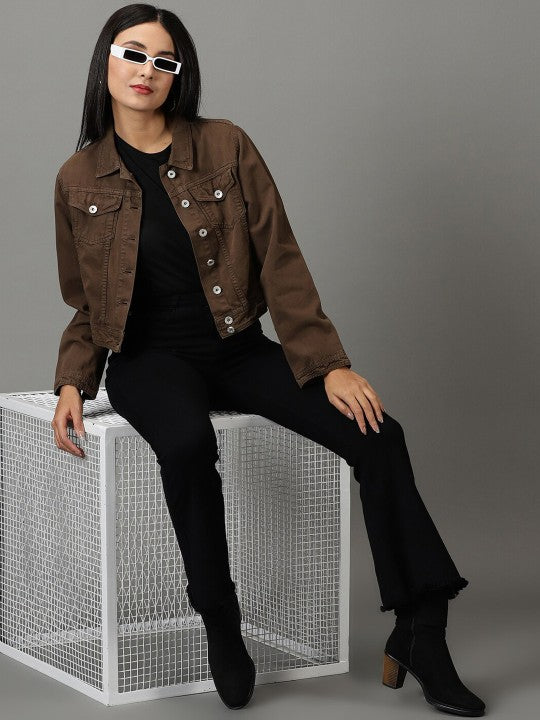 Harchiz Spread Collar Crop Denim Jacket – Sharp Style, Modern Fit