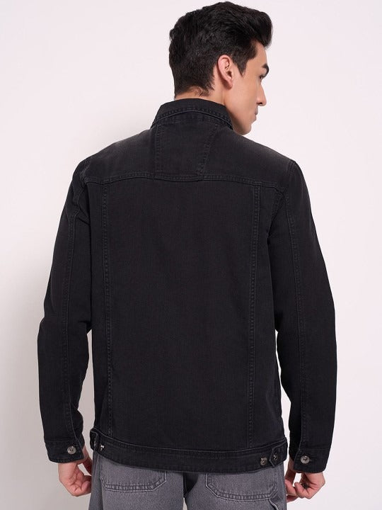 Men’s Washed Patchwork Crop Denim Jacket – Urban Streetwear by HARCHIZ Pakistan