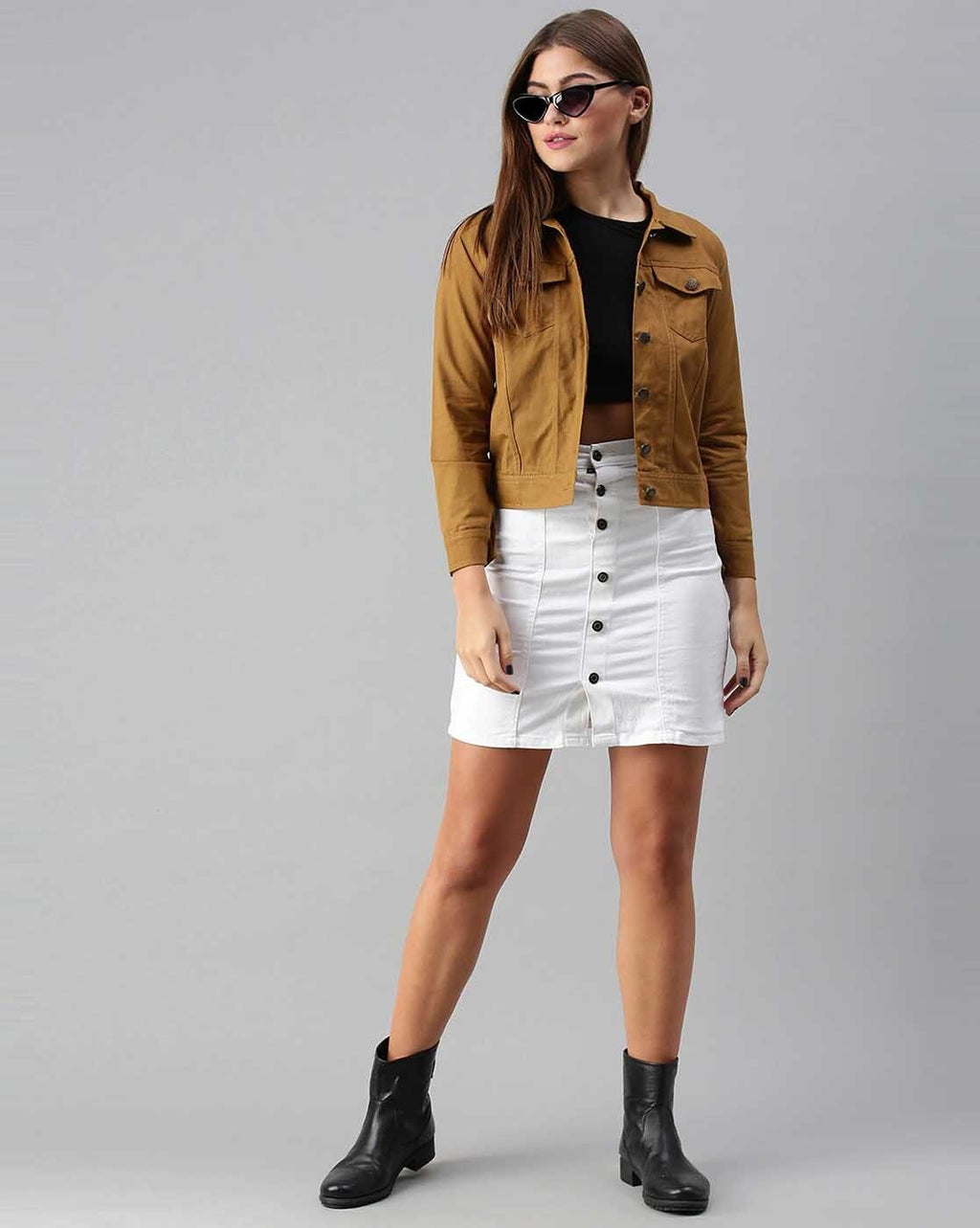 Harchiz Women Khaki Denim Jacket – Timeless Style Meets Everyday Versatility