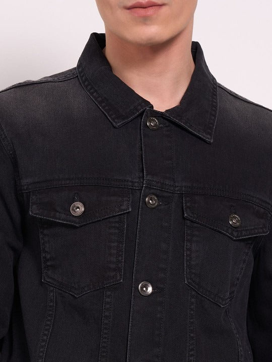 Men’s Washed Patchwork Crop Denim Jacket – Urban Streetwear by HARCHIZ Pakistan