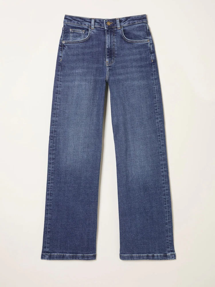 Women Fat FHARCHIZ Welling Blue Wide Leg Jeans – Trendy High Waist Denim for Pakistan | DOCACCA