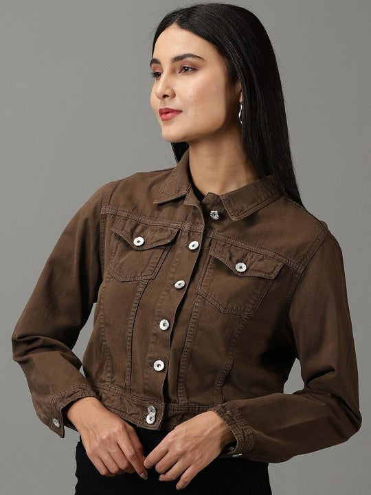 Harchiz Spread Collar Crop Denim Jacket – Sharp Style, Modern Fit