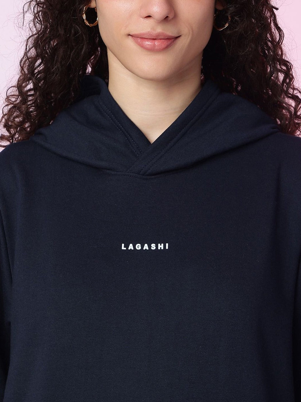 Women Solid Hooded Pullover Ribbed Navy Blue Hoodie – Stylish Winter Wear in Pakistan | HARCHIZ
