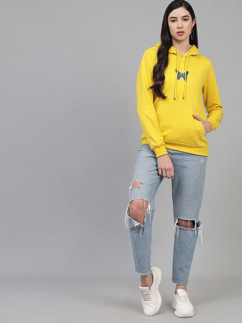 Women Yellow Hooded Hoodie – Casual Cotton Pullover for Pakistan | HARCHIZ