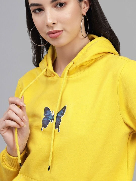 Women Yellow Hooded Hoodie – Casual Cotton Pullover for Pakistan | HARCHIZ