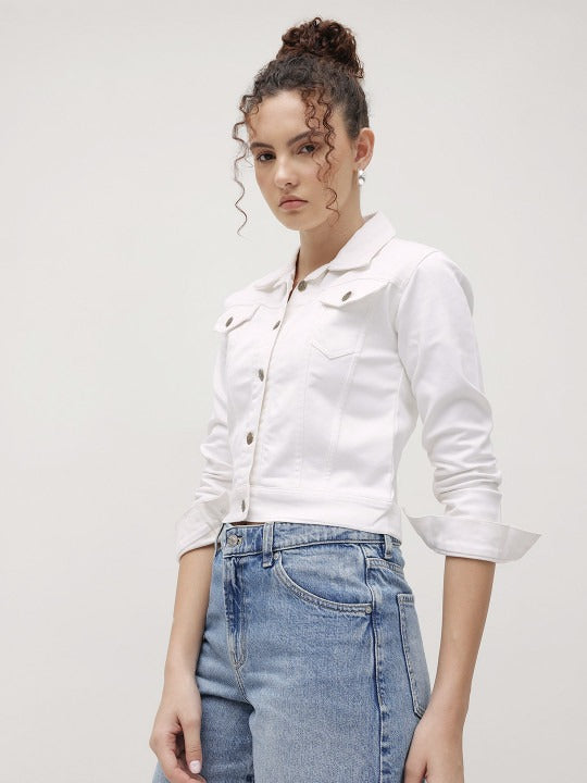 Women Crop Denim Jacket – Trendy Short Denim Layer for Everyday Pakistani Style | HARCHIZ