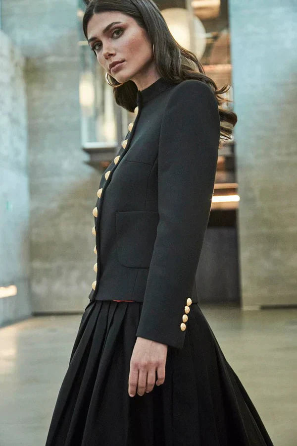 Ace Women Black Blazer with Pockets