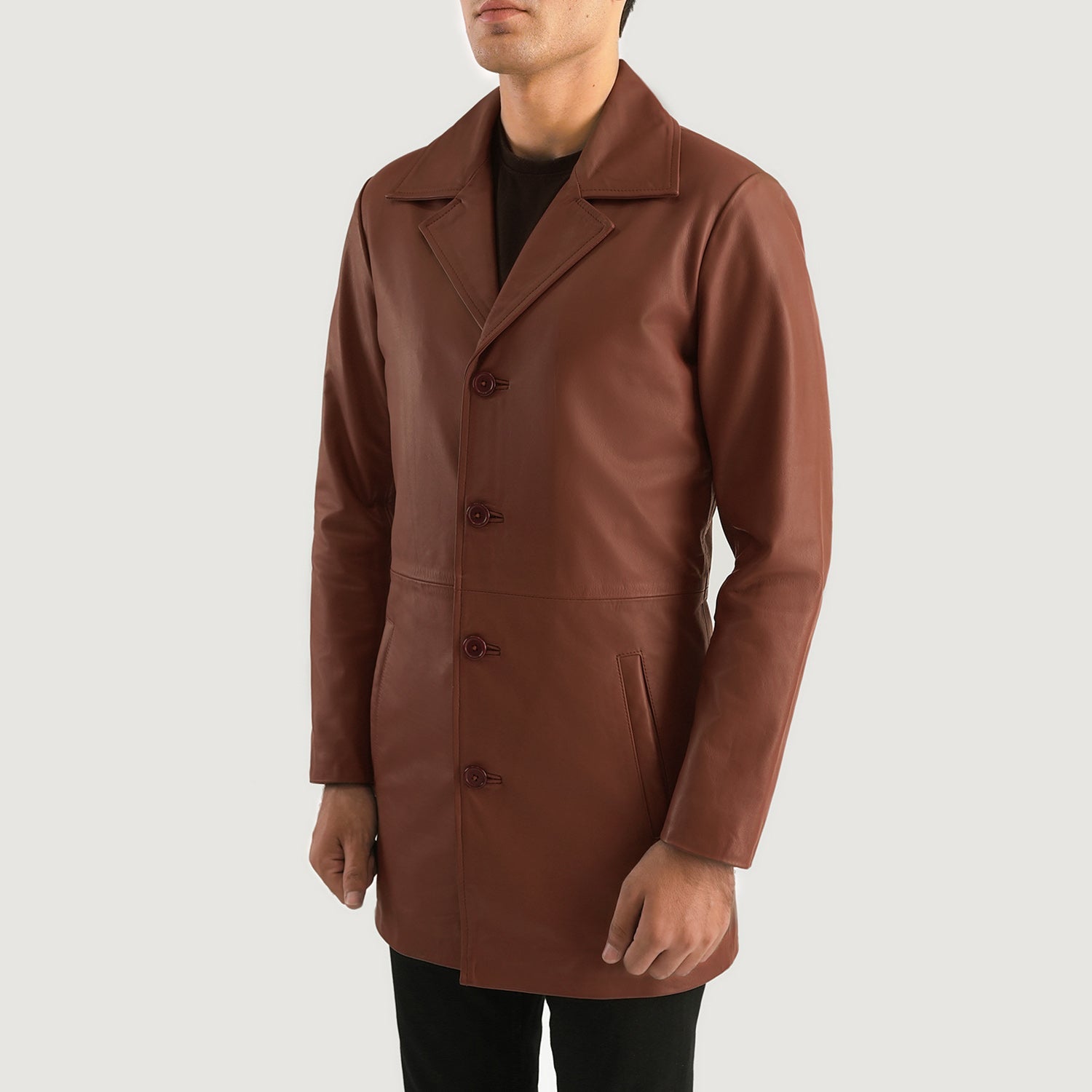 Brown Cowhide Genuine Leather Coat