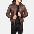 HARCHIZ Classic Brown Hood Leather Bomber Jacket