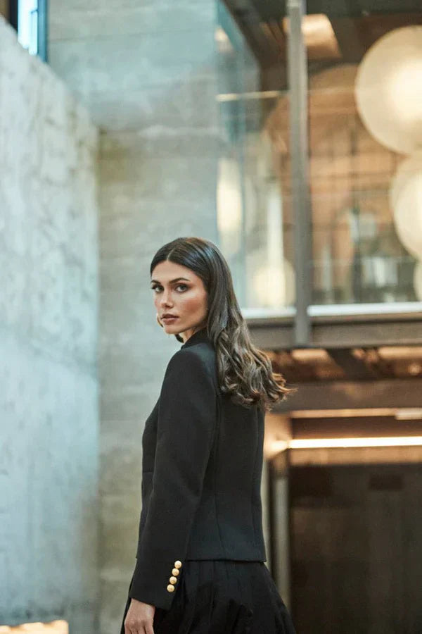 Ace Women Black Blazer with Pockets