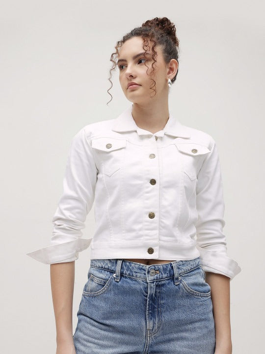 Women Crop Denim Jacket – Trendy Short Denim Layer for Everyday Pakistani Style | HARCHIZ