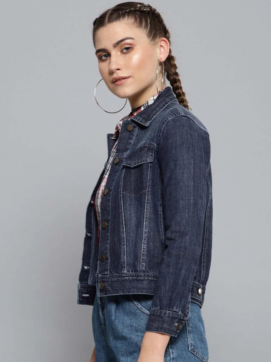 Women Denim Plain Jacket for Everyday Style in Pakistan | HARCHIZ
