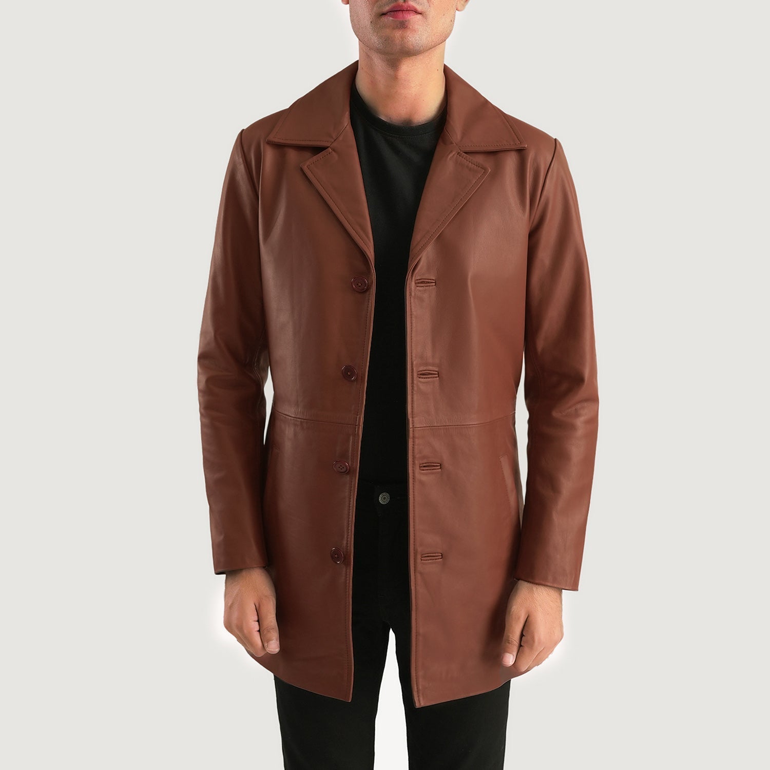 Brown Cowhide Genuine Leather Coat