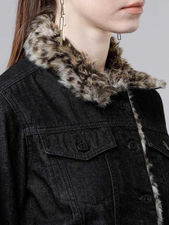 Women Black Solid Denim Jacket – Stylish Everyday Layer for Modern Pakistani Outfits | HARCHIZ