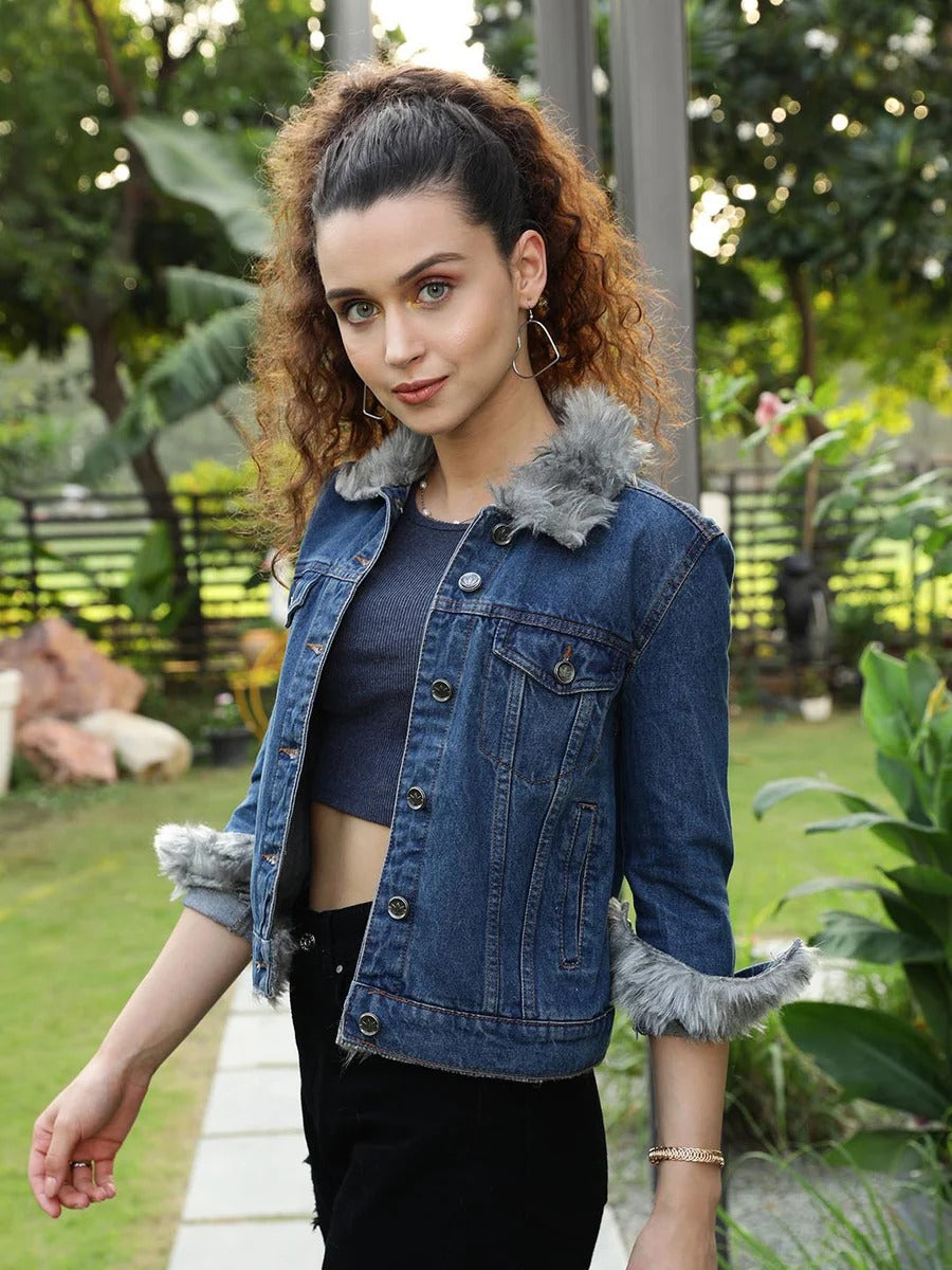 Men Fur Denim Jacket for Winter in Pakistan – Warm & Stylish Outerwear | HARCHIZ