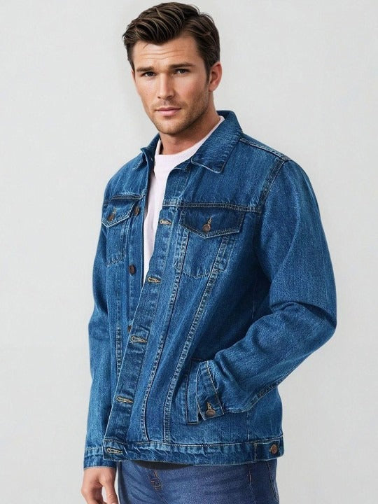 Men's Solid Denim Jacket – Classic Casual Style for Pakistani Weather | HARCHIZ