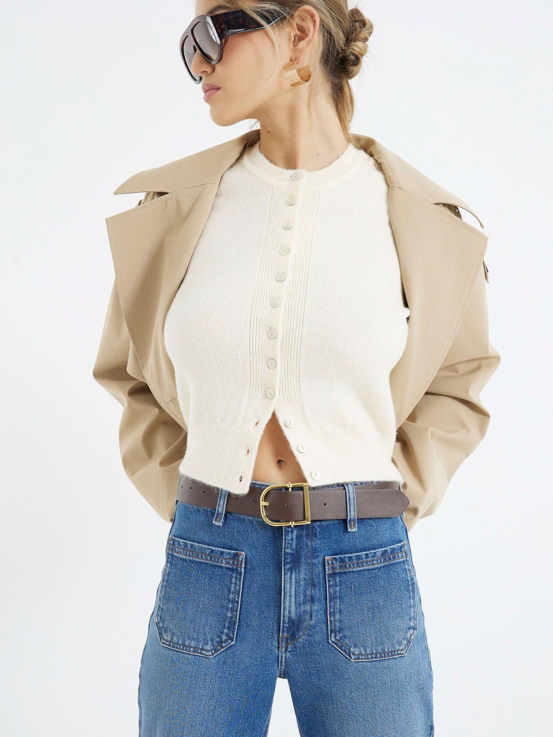 Women Rinse Blue Jersey Denim Wide Leg Trousers – Comfortable & Stylish Pants for Pakistan | HARCHIZ