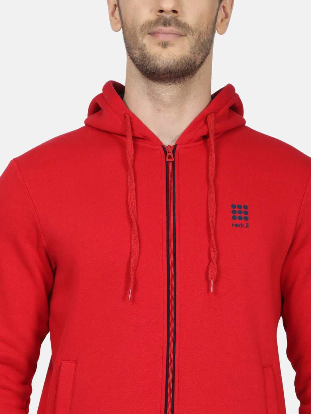 Men Red Solid Hooded Sweatshirt Online in Pakistan | Stylish Winter Hoodie for Men