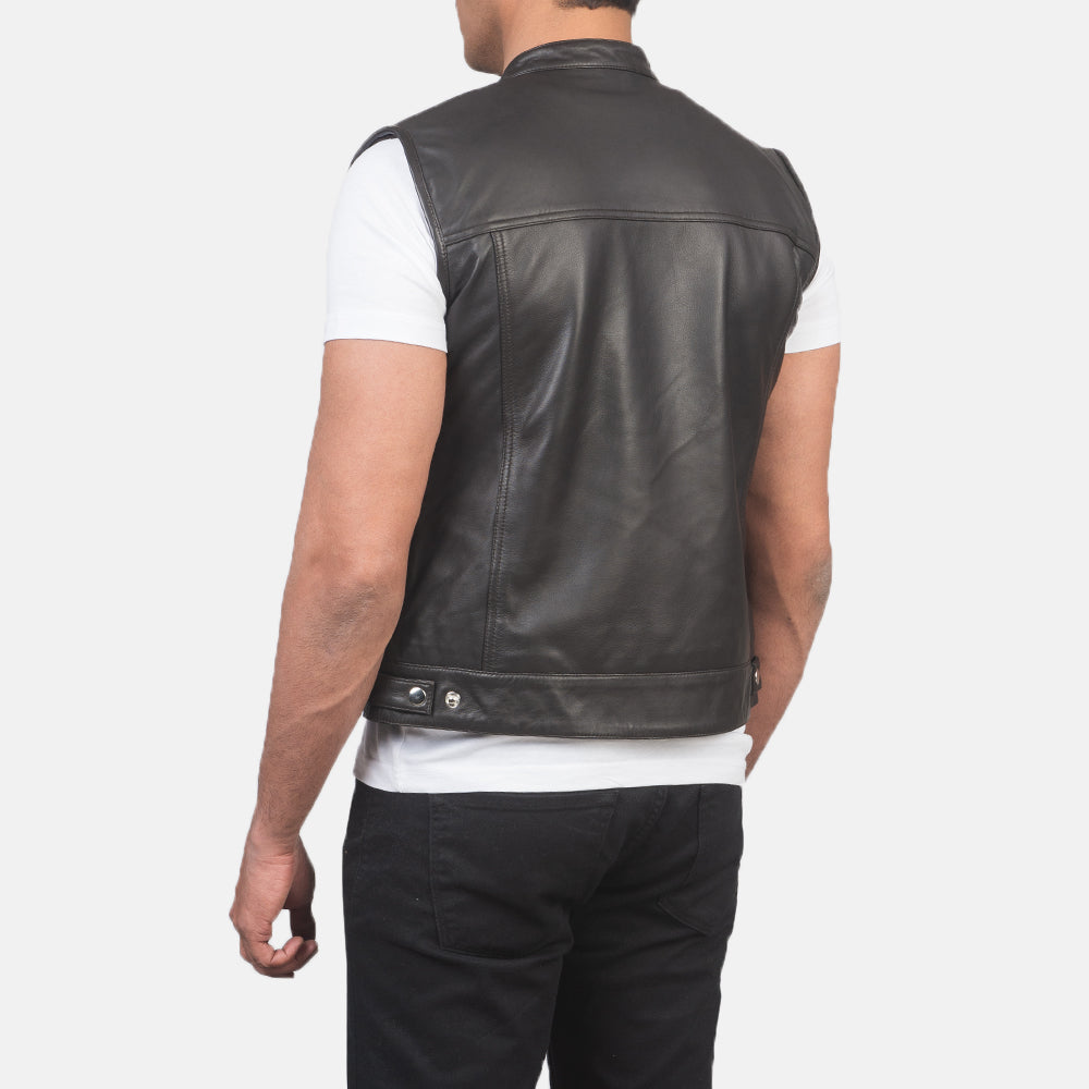 Moto Dark Brown Genuine Leather Vest