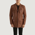 Men's Brown Genuine Leather Blazer
