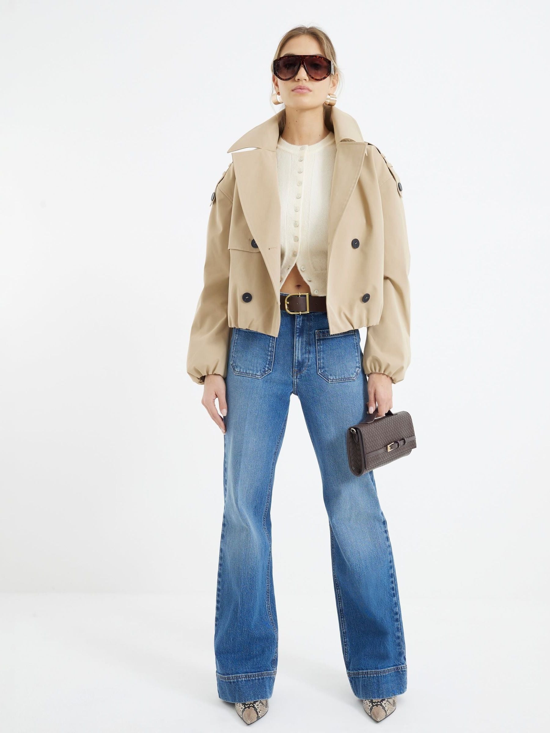 Women Rinse Blue Jersey Denim Wide Leg Trousers – Comfortable & Stylish Pants for Pakistan | HARCHIZ