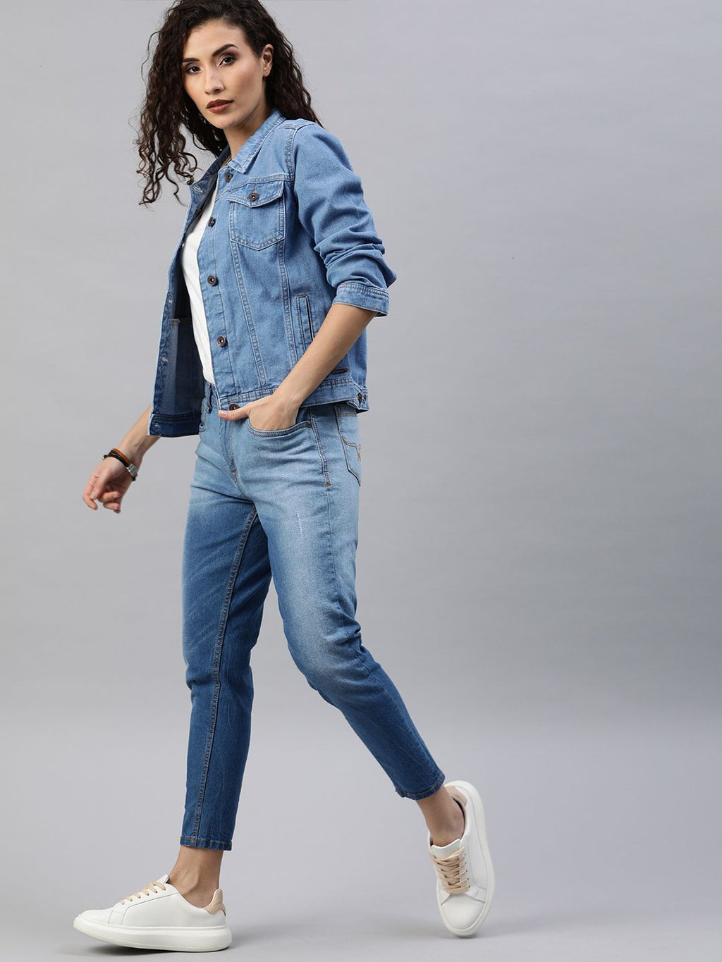 Harchiz Women Blue Washed Denim Jacket – Trendy & Everyday Style