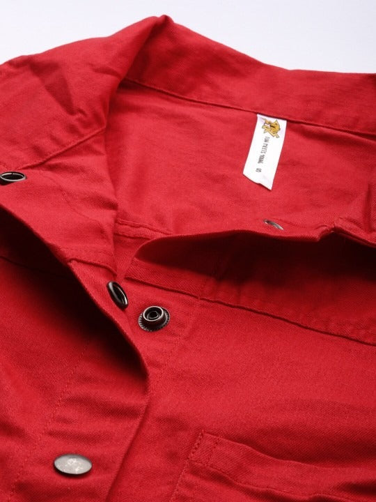 Women Red Solid Denim Jacket by HARCHIZ – Bold Street Style for Pakistani Fashion