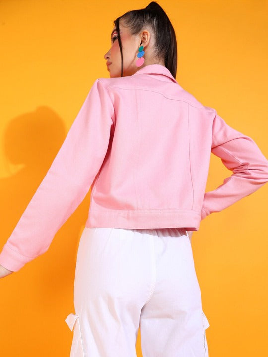 Women Crop Cotton Denim Jacket – Trendy Everyday Streetwear Layer for Pakistan | HARCHIZ