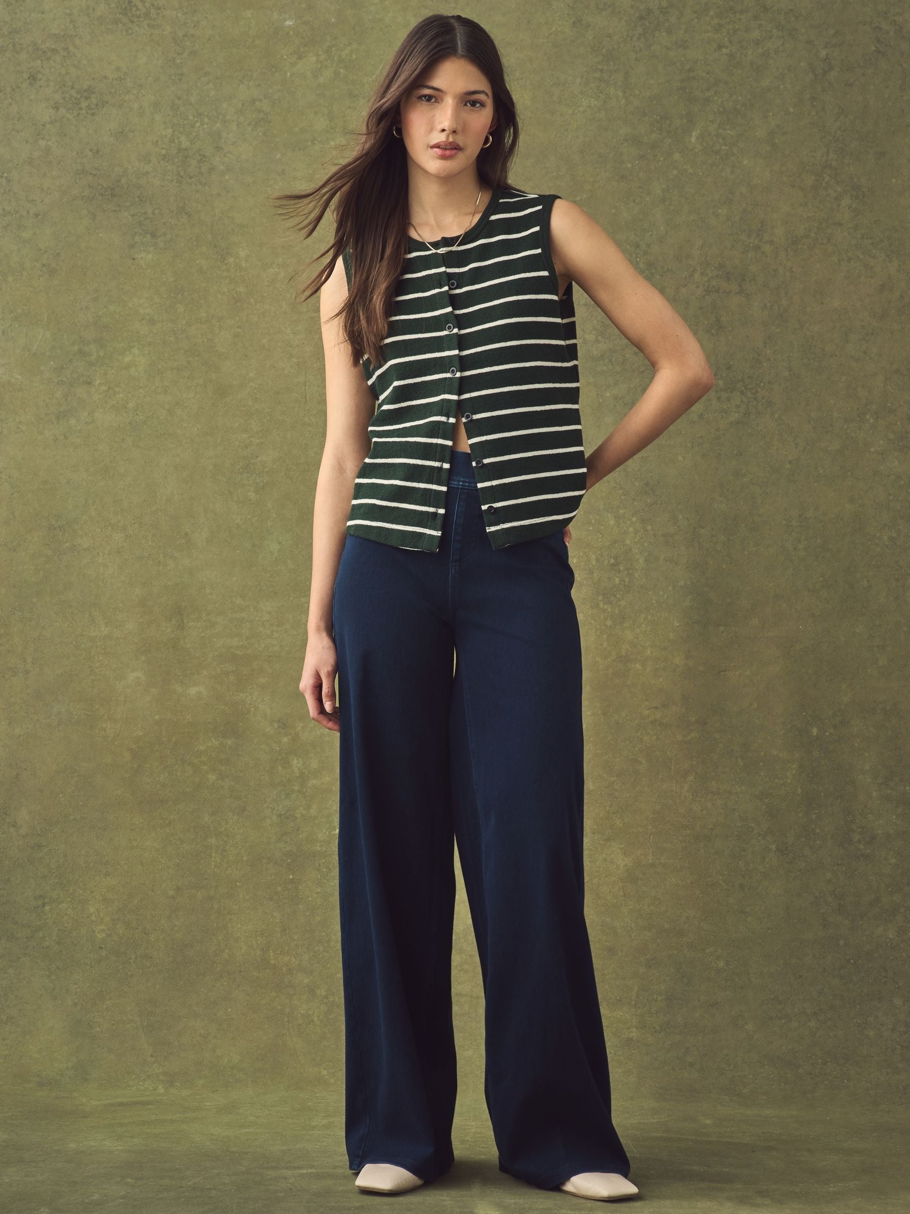 Women River Island Blue High Waisted Pocket Front Wide Leg Jeans – Stylish Denim Pants for Pakistan