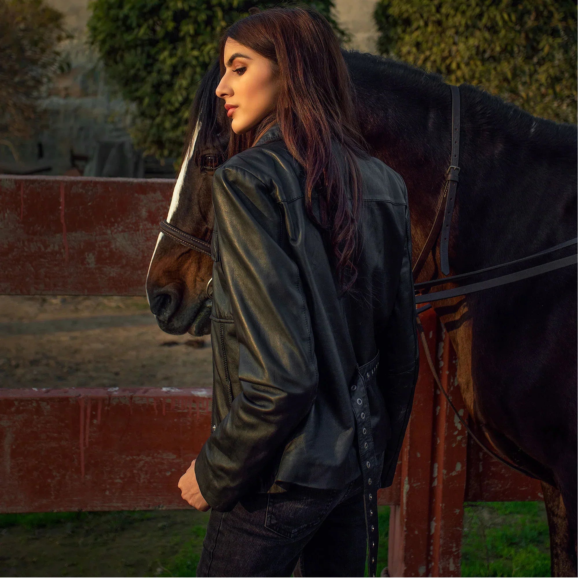 Black Women Leather Shirt